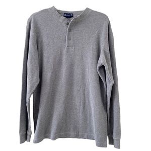 Lands End Direct Merchants Cotton Long Sleeve Thermal Waffle Henley Mens L Large